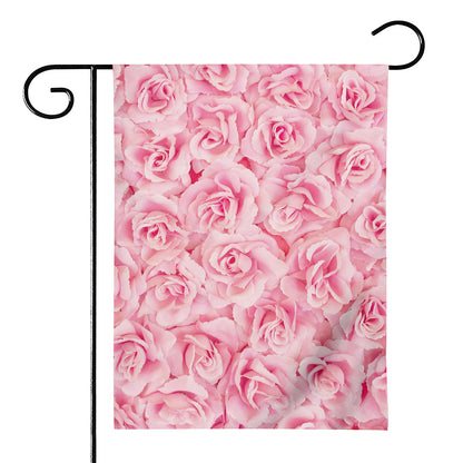 Pink Rose Print House Flag