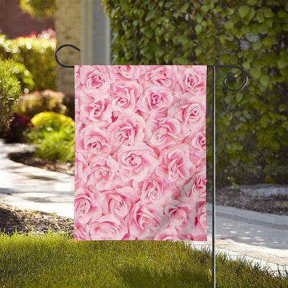 Pink Rose Print House Flag