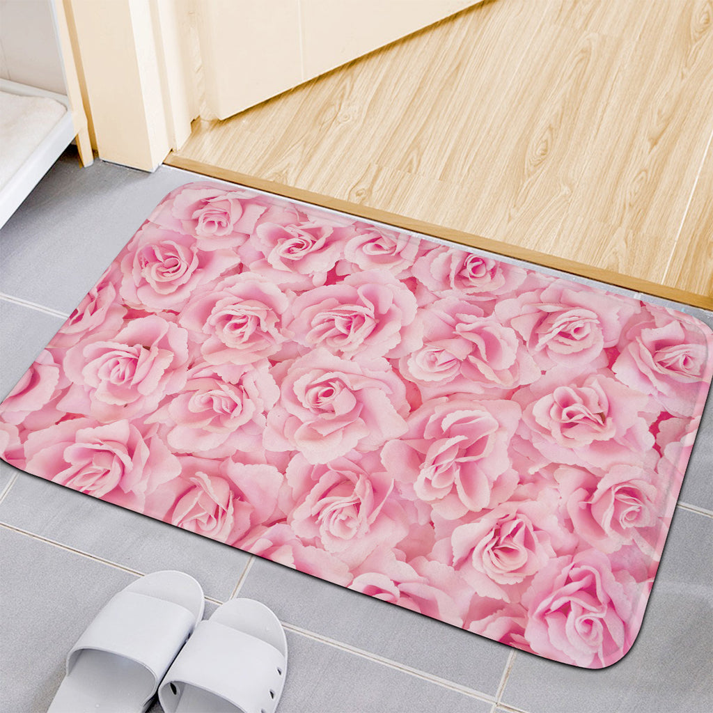 Pink Rose Print Indoor Door Mat