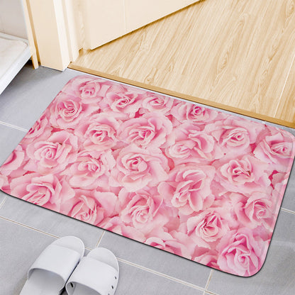 Pink Rose Print Indoor Door Mat