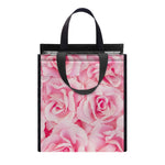 Pink Rose Print Insulated Lunch Tote