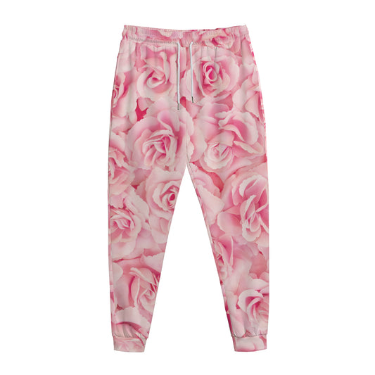 Pink Rose Print Jogger Pants