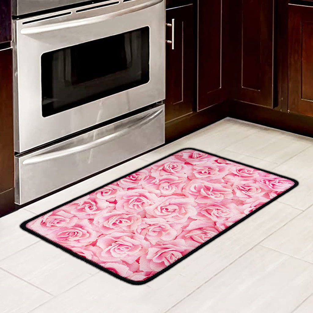 Pink Rose Print Kitchen Mat