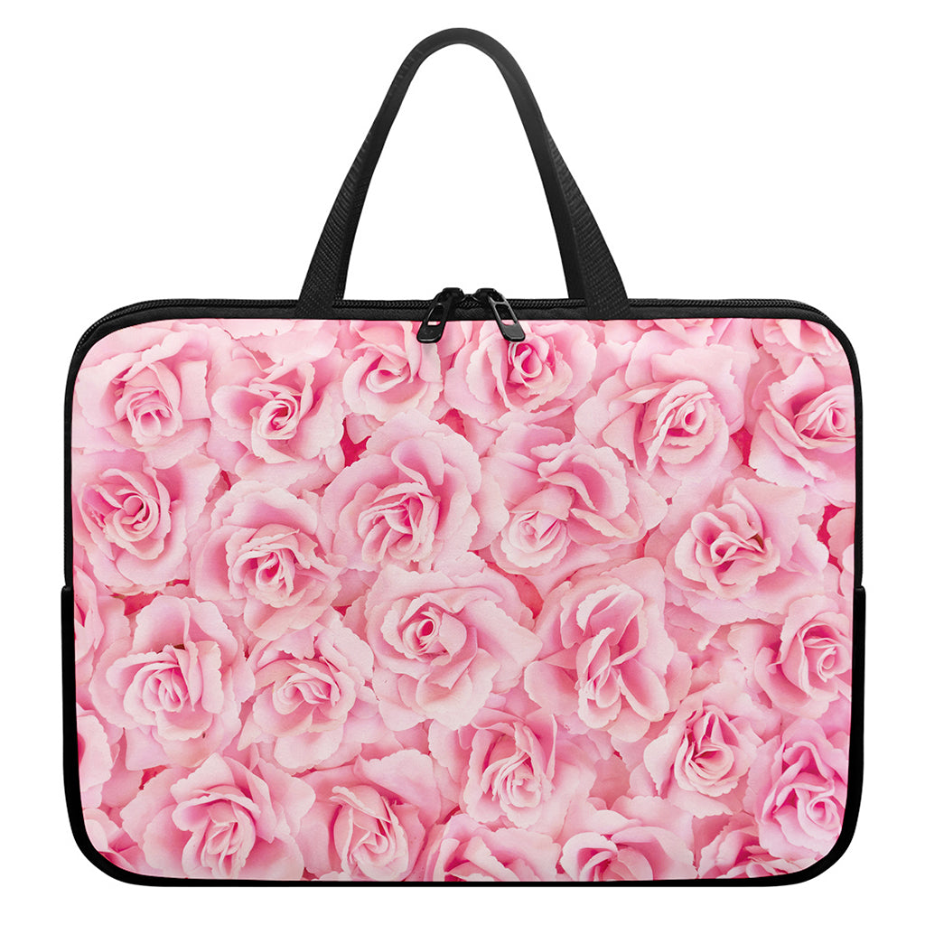 Pink Rose Print Laptop Sleeve With Handle