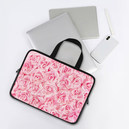 Pink Rose Print Laptop Sleeve With Handle