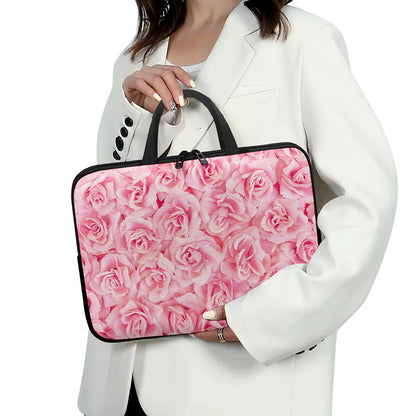 Pink Rose Print Laptop Sleeve With Handle