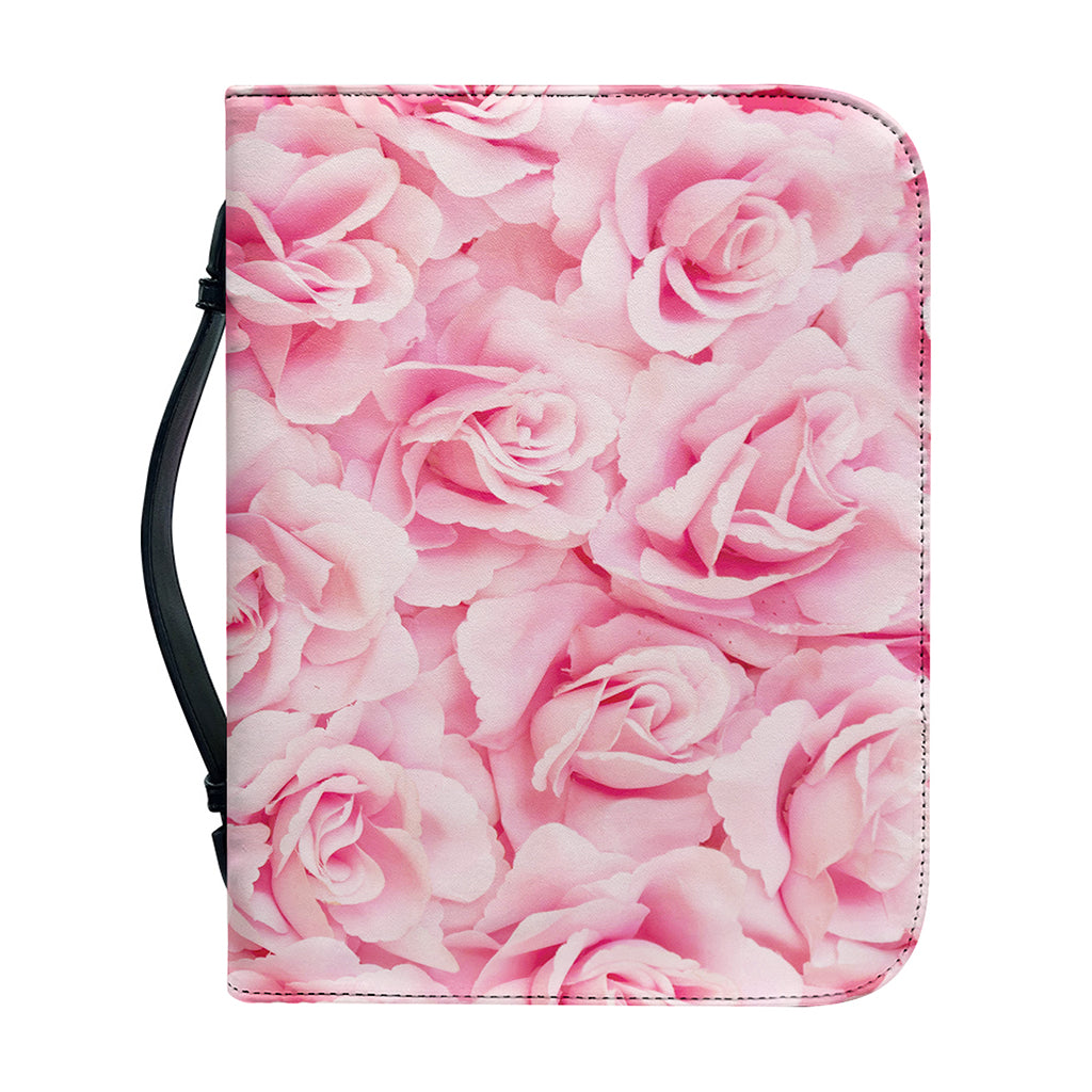 Pink Rose Print Leather Bible Cover