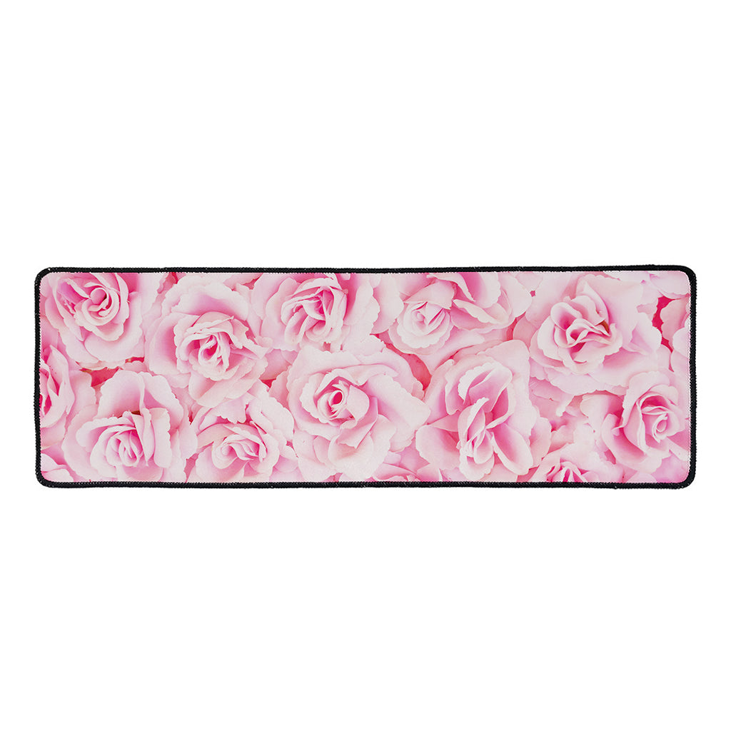 Pink Rose Print Long Kitchen Mat