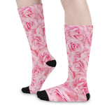 Pink Rose Print Long Socks
