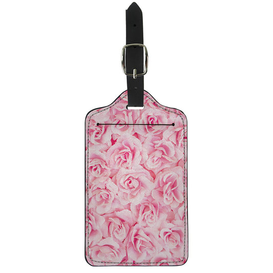 Pink Rose Print Luggage Tag
