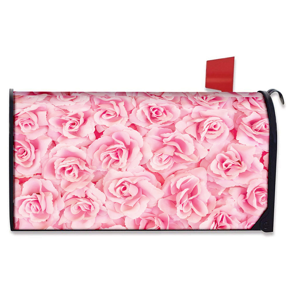 Pink Rose Print Mailbox Cover