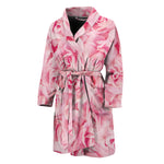 Pink Rose Print Men's Bathrobe