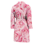 Pink Rose Print Men's Bathrobe