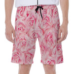 Pink Rose Print Men's Beach Shorts