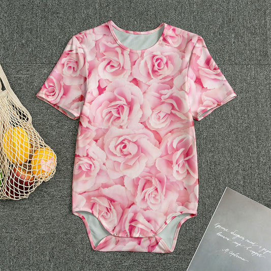 Pink Rose Print Men's Bodysuit