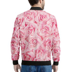 Pink Rose Print Men's Bomber Jacket