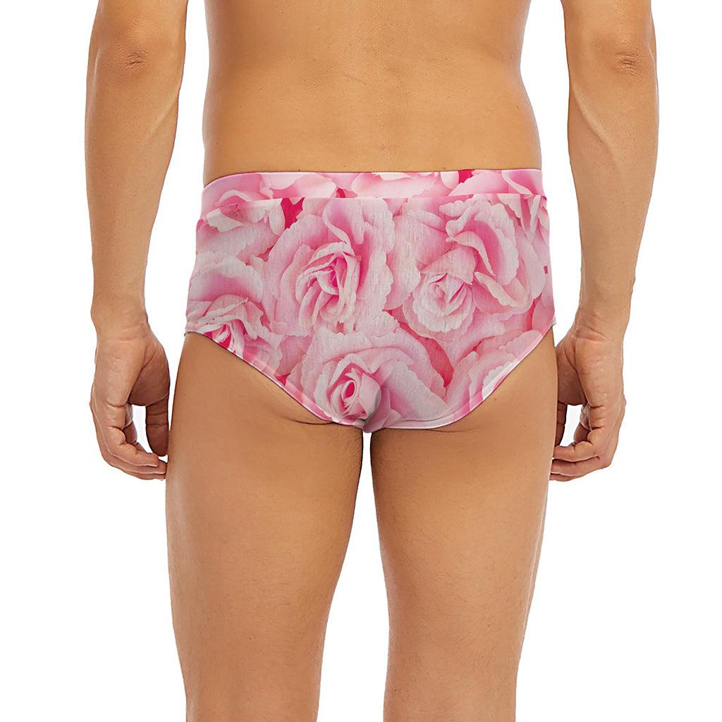 Pink Rose Print Men's Briefs