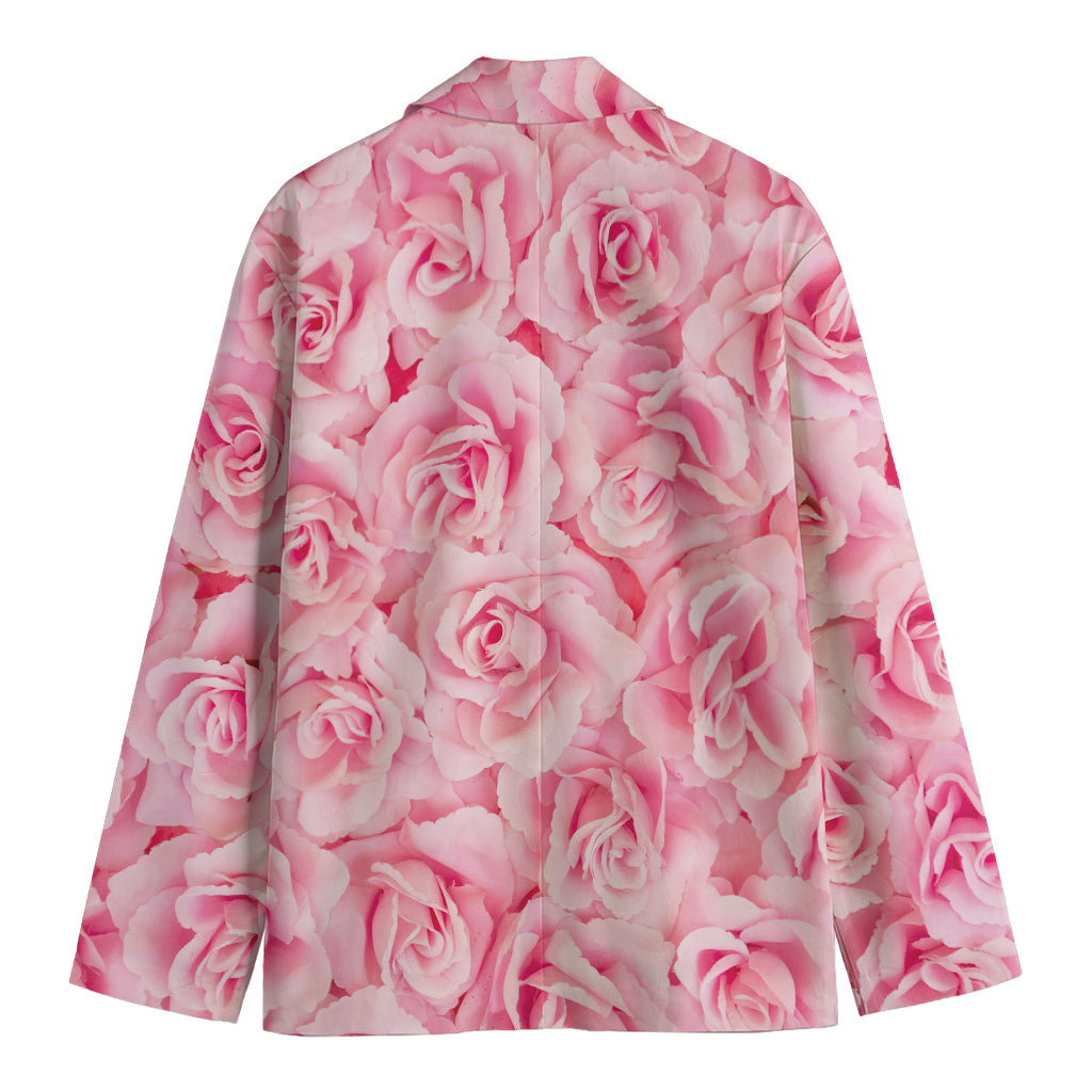 Pink Rose Print Men's Cotton Blazer