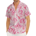 Pink Rose Print Men's Deep V-Neck Shirt