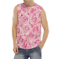 Pink Rose Print Men's Fitness Tank Top
