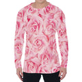 Pink Rose Print Men's Long Sleeve T-Shirt