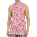 Pink Rose Print Men's Muscle Tank Top