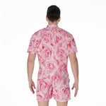 Pink Rose Print Men's Rompers