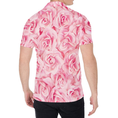 Pink Rose Print Men's Shirt