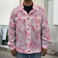 Pink Rose Print Men's Shirt Jacket