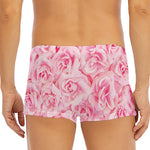 Pink Rose Print Men's Short Boxer Briefs