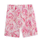 Pink Rose Print Men's Sports Shorts