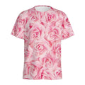 Pink Rose Print Men's Athletic T-Shirt