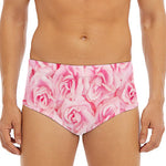 Pink Rose Print Men's Triangle Swim Briefs