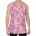 Pink Rose Print Men's Velvet Tank Top