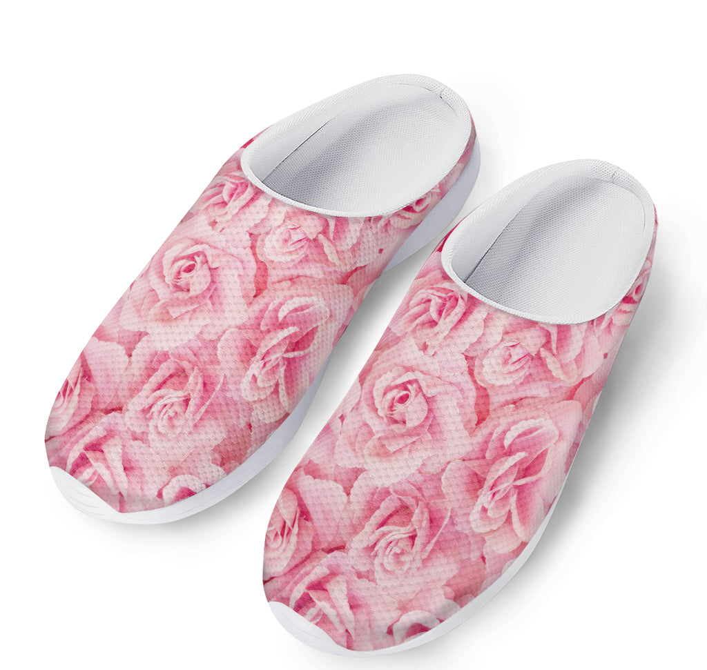 Pink Rose Print Mesh Casual Shoes