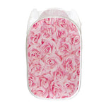 Pink Rose Print Mesh Laundry Hamper