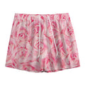 Pink Rose Print Mesh Shorts