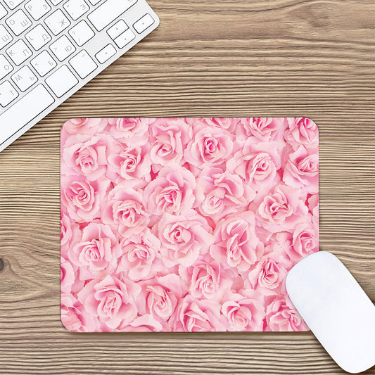 Pink Rose Print Mouse Pad