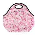 Pink Rose Print Neoprene Lunch Bag