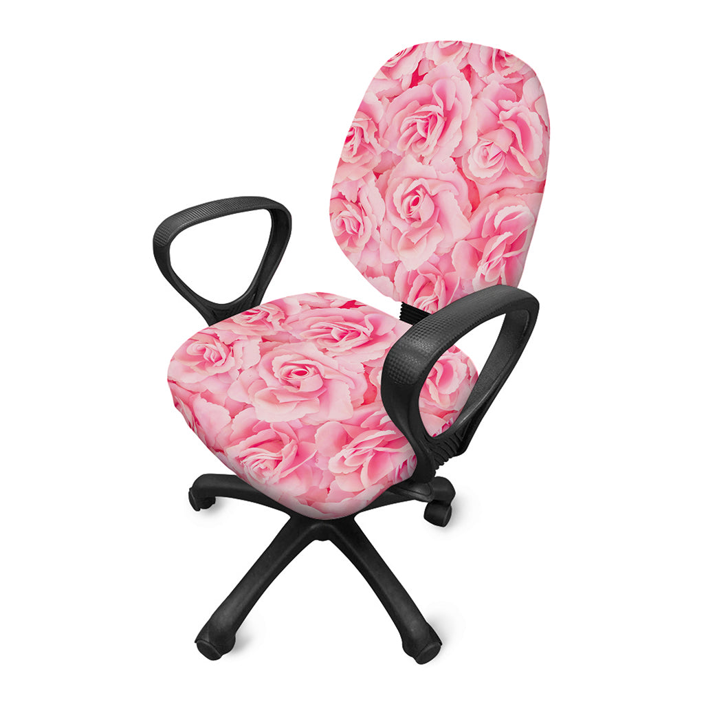 Pink Rose Print Office Chair Cover