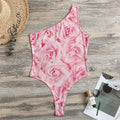 Pink Rose Print One Shoulder Bodysuit