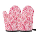 Pink Rose Print Oven Mitts