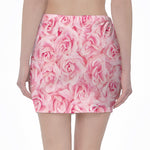 Pink Rose Print Pencil Mini Skirt