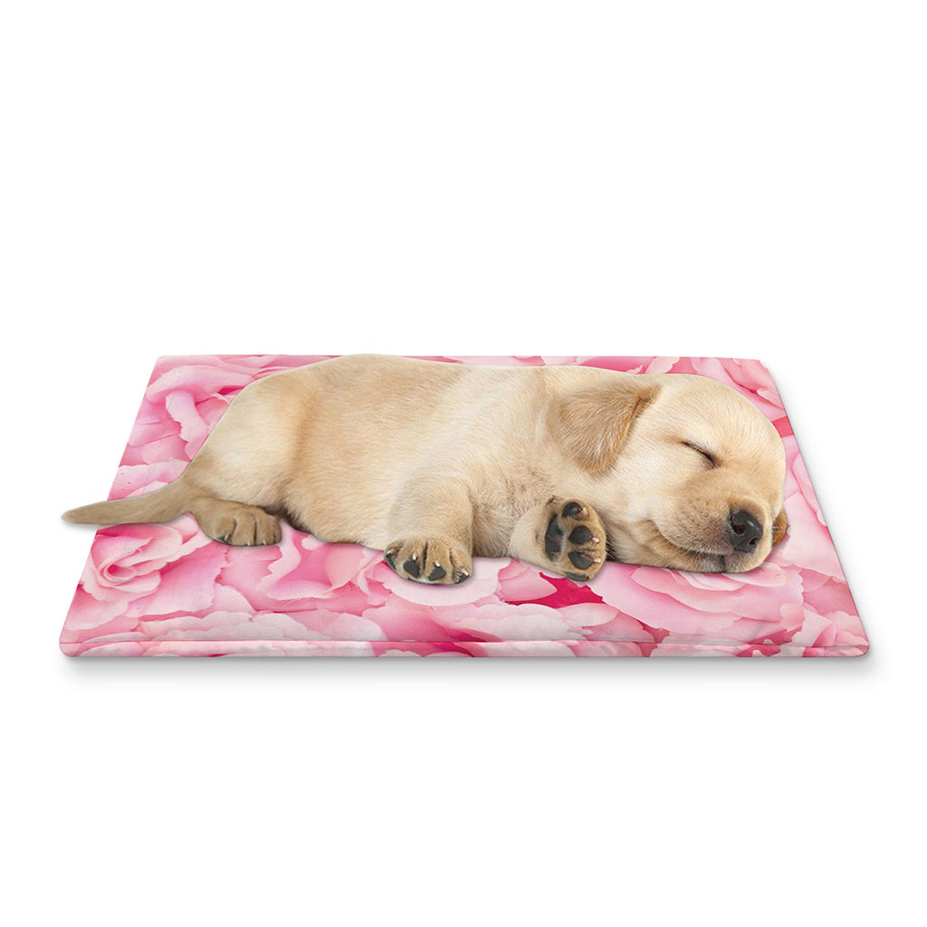 Pink Rose Print Pet Cooling Mat Cover