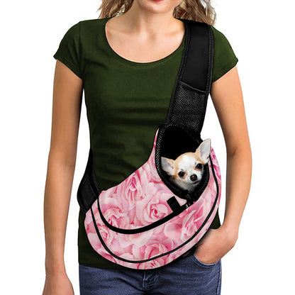 Pink Rose Print Pet Sling Carrier