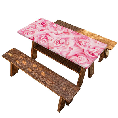 Pink Rose Print Picnic Table Cover