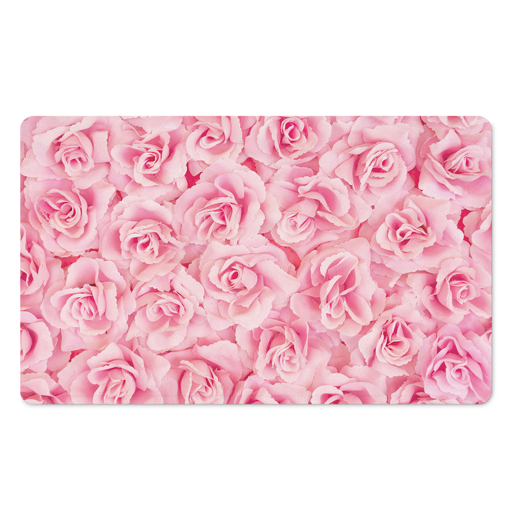 Pink Rose Print Polyester Doormat