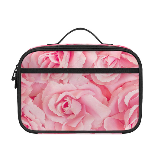 Pink Rose Print Portable Lunch Bag