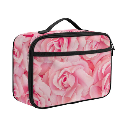 Pink Rose Print Portable Lunch Bag