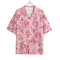 Pink Rose Print Rayon Hawaiian Shirt